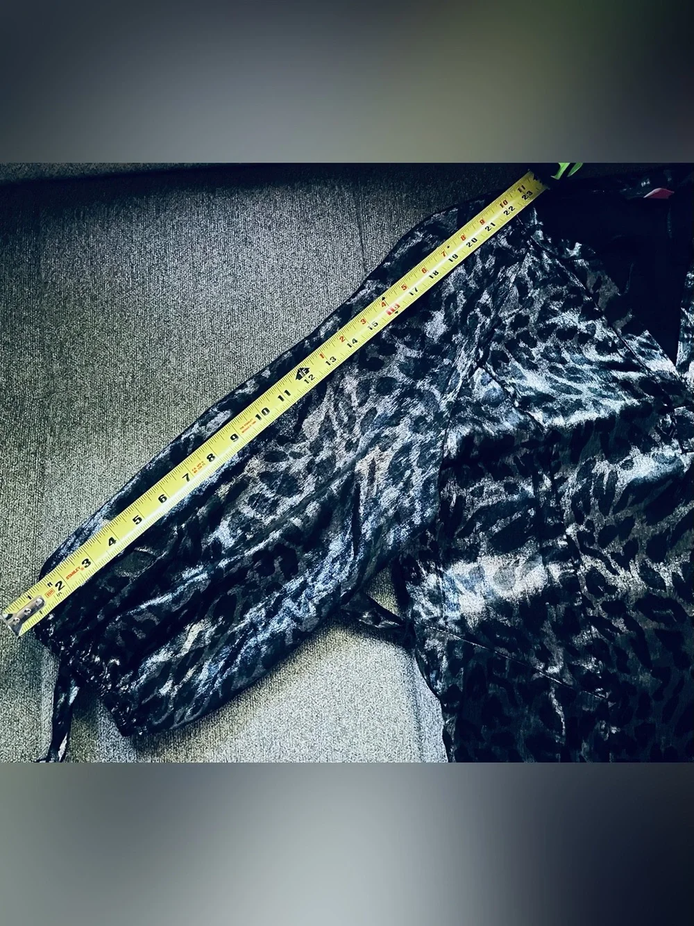 Vince Camuto Black and Silver Leopard Satin Maxi Dress